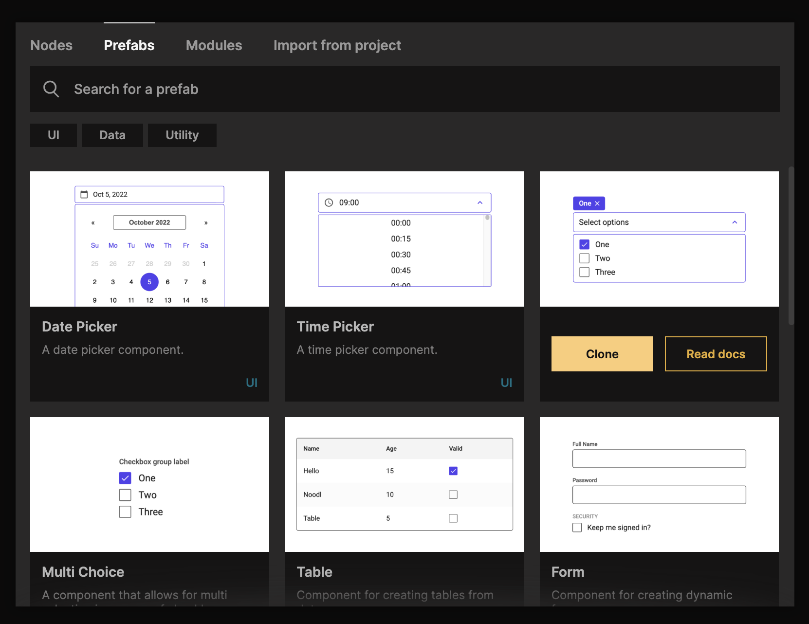 Prefab Tab